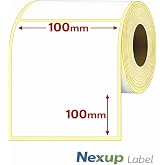 Nexup Label - 100x100 mm Thermal Label, Barcode/Address/Cargo Thermal Labels, Compatible with Zebra and Other Printers