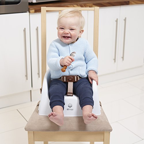 Boostersitz, Kindersitz für Stuhl, Sitzerhöhung für Kinder & Babys, mit verstellbaren Gurten zur Befestigung auf Stühlen, ideal als Hochstuhl für Kleinkinder, Hochstuhlsitz von EZ-Bugz, Weiß, geeignet für Kleinkinder ab 6 Monaten - 2