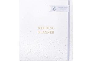 BUSYB Pianificatore di matrimonio Busy B - Bellissimo organizzatore di matrimonio a spirale in bianco e oro con 6 sezioni a linguetta e tasche portaoggetti. Un regalo di fidanzamento perfetto, Taglia Unica