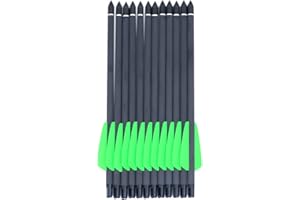 ANCLLO 12 Pack 7.5" Green Feathered Pure Carbon Arrow Shafts, 2" Feathered Arrows with Replaceable Heads for Compound and Recurve Bows