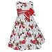 SODIAL(R) Red Stylish Fancy Girls Kids Princess Wedding Party Flower Floral Bow Gown Dress 8-9Years