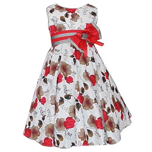 SODIAL(R) Red Stylish Fancy Girls Kids Princess Wedding Party Flower Floral Bow Gown Dress 8-9Years