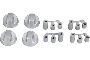 EUROPART Set di manopole girevoli, diametro 41 mm, con adattatori, universali, per piano cottura di tutte le marche, 16 pezzi