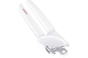 ‎LEIFHEIT Leifheit Dosenöffner Exact ComfortLine-Serie, für einfaches Öffnen ohne Kraftaufwand, Deckelöffner mit gehärtetem Schneidrad, Flaschenöffner, mit Kapselheber, weiß