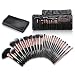 Ovonni 24pcs Professional Superior Cosmetic Makeup Brush Makeup Tools Kit Brush Set Black Brush Roll