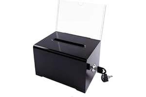 AGHOER Boîte de dons en acrylique, boîte de dons verrouillable, urne noire avec serrure à clé, pour concours, votes et cartes de visite
