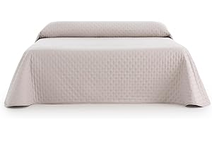 Sanelitex | Colcha de Cama Habitat | Color Marfil | Cama de 80-90 | Reversible | Tacto Extrasuave | Hecho en España