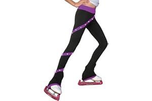 COYI Frauen Kinder Eislaufhose Mit Strass Eiskunstlauf Trainingshose Thermische Strumpfhose Gymnastik Leggings(Size:XXS,Color:Violett)