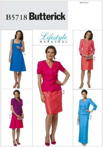 Butterick Patterns B5718 Misses' Jacket, Dress and Skirt, Size A5 (6-8-10-12-14)