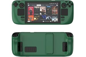 ZOAZR Funda Protectora de Colores Apto para Steam Deck Material PC Funda Protectora de Cubierta Completa con Soporte Sensación Agradable a la Piel Accesorios para Consola de Juegos (Green)