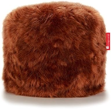 LIVING CONCEPT LUXURY LUSH &amp; SOFT RED FOX FAUX FUR BEAN BAG POUF 45 CM x 45 CM