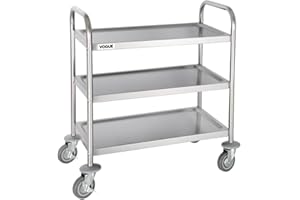 Vogue 3 Tier Clearing Trolley Small 825X710X405mm Stainless Steel Catering