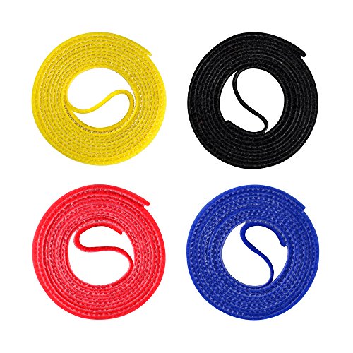 Label-the-cable Klettbandrollen doppelseitig (Haken & Flausch), Klettkabelbinder zuschneidbar, Velours-Qualität, geeignet als Kabelbinder, Klettband/ LTC Roll mx, 4 Stück, 1 m x 16 mm, Bunt, LTC 1230 - 6