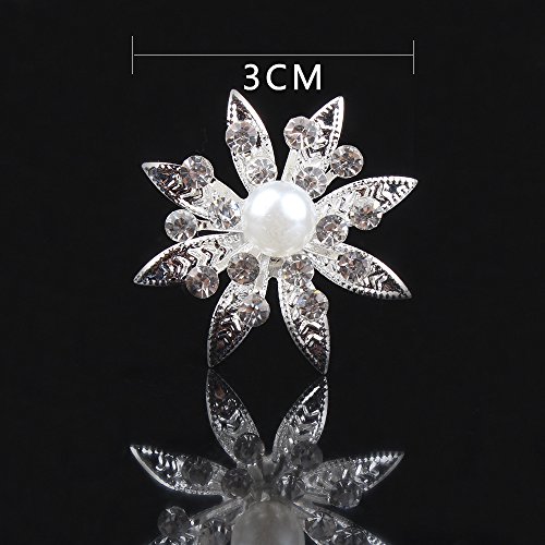 Miya® 4Stück für Prinzessin hochwertige wunderschöne Stern Blumen Silber Haarspiralen Haar Curlies aus Perle und Strass, Braut Hochzeit Jugendweihe Haarnadel Haarschmuck - 5