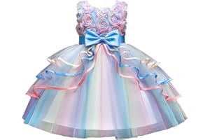 M MUNCASO Girls Dress Pageant Princess Tulle Dress for Kid Tiered Birthday Party Wedding Bridesmaid Flower Girl Dresses 2-8 Years