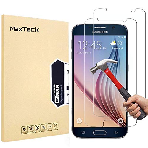 3 unidades de protectores de pantalla de cristal templado para Samsung Galaxy S6, maxteck anti-scratch, libre de burbujas película protección, Ultra Resistente 9H Dureza