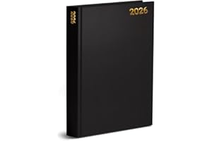 Orbitron 2026 Diary A4 A5 A6 Week To View And Day A Page Dated From January 2026 To December 2026 Hardback Full Year Diary (Saturday Sunday Share Page) (A5 Day A Page, Black)