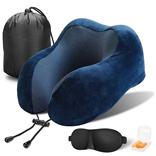 YIHAO Cuscino da Viaggio Memory Foam, Cuscino Cervicale da Viaggio Tightness Regolabile, supporto cervicale collo cuscino da viaggio perfetto per Auto Aereo Ufficio e Domestico?Blu reale????