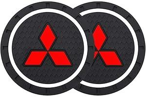 Damukoo Car Coasters for Cup Holders 2 Pack- Silicone Anti Slip Car Cup Holder Coasters for Men Women Teens- Vehicle Auto Insert Coaster Mat for Interior Accessories (Suit for Mitsubishi)