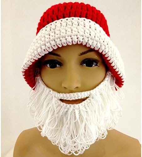 Santa Beard Hat - Knitted Santa Hat with Beard Beanie Style Christmas Wear