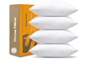Adam Home Cushion Inserts 50cm x 50cm (20" x 20" inches) Hypoallergenic Fluffy White Cushion Inner, Perfect Hollowfibre for Sofa Cushion Pads (Pack of 4)