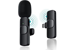 COMBLU Micrófono inalámbrico Lavalier para iPhone Plug-Play Youtubers Facebook Live Stream Vloggers Entrevista Grabación de video Reducción de ruido Sincronización automática Micrófono de solapa con clip