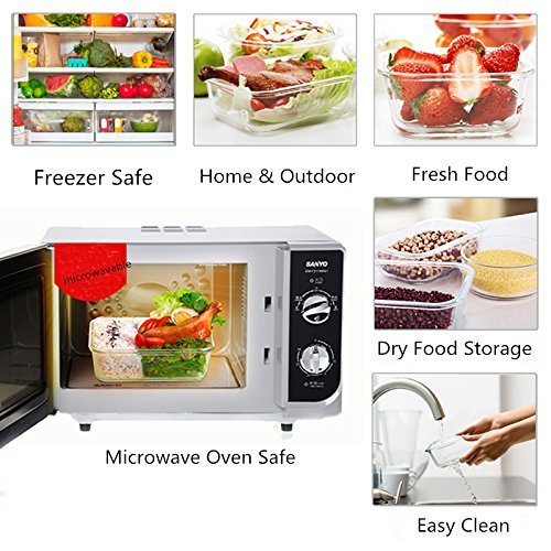 SELEWARE Lunchbox Kinder Glas mit Fächern Auslaufsicher Frischhaltedosen lock mit Deckel Mikrowellengeeignet 100% BPA frei Lebensmittelbehälter Groß Lebensmittelbox Frischhaltebox Bento Box Ofen Gefrierschrank Spülmaschine Safe für Erwachsene Rechteck Grün 1040ML - 6