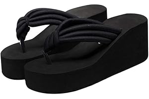 Holibanna Zapatillas de Plataforma de Tacón Alto para Mujer Sandalias de Playa Negras Anudadas Antideslizantes Chanclas para Mujer