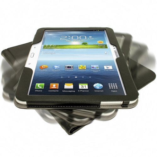 igadgitz 360° Drehbar Schwarz PU Ledertasche Hülle für Samsung Galaxy Tab 3 10.1″ GT-P5210 Mit Multi-Winkel Betrachtungs-stand + Auto Sleep/Wake + Displayschutzfolie - 5