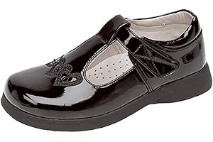 BOULEVARD Girls Touch Fastening T-Bar Shoes Black Patent (12 UK, Black Matt)