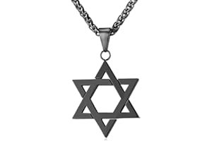 U7 Herren Hexagramm Anhänger Halskette Edelstahl David Star Kette Davidstern Judischen Magen Symbol des Judentums Modeschmuck Hip Hop Punk Rap Halsschmuck für Männer Jungen