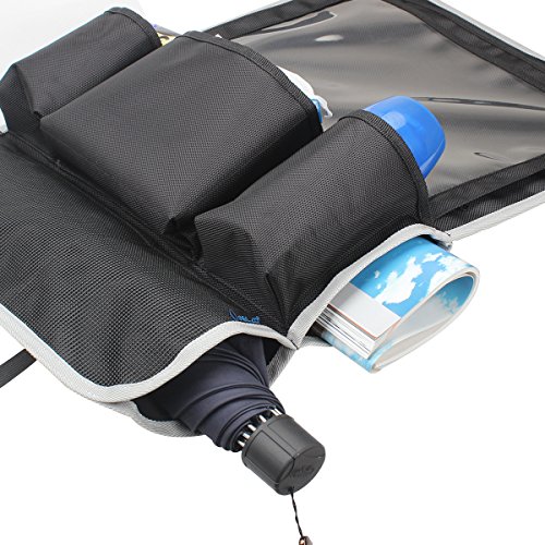 Elzo [Berührungsempfindlicher Bildschirm Tablette Halter] E353 Auto-Rücksitz-Organisator, Tragbare Aufbewahrungstasche, Sitz Rückenschutz für Auto / SUV / Kofferraum, Conceal Zipper für Kopfhörer & USB-Kabel – Reise, Wochenendreise - 4