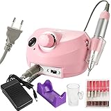 Anself Kit de ponceuse pour ongles électrique professionnelle à faible bruit et à faible Nail Drill Manucuere 30000 RPM (Rose)