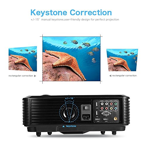 HD Heimkino LED Beamer 1280*800 Pixel 2500 Lumen 720P / 1080P Video LCD Projektor Tragbar 25-200″ Bildschirm für iPhone / Laptop / Smartphone / PS4 / ATV mit HDMI / VGA Kabel Eingebaut Lautsprecher - 7