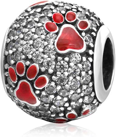 Ollia Jewelry 925 Sterling Silver Charms Pooches Paws Bead, Puppy Paw Beads Size 11.2X9.7mm, Nickel-free