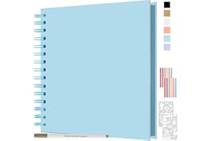JAECU Album Photo Spirale Scrapbook 21x21cm, DIY Scrapbooking Album 40 Pages, Livre D'or pour Voyage Mariage Anniversaire, Cadeaux pour Bebe Enfant Couple (Bleu)