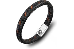Pulsera de Cuero Hecha a Mano Pulsera De Cuero Para Hombres Pulsera de Cuero Para Hombres Pulsera de Acero Inoxidable Trenzada y Regalo Creativo