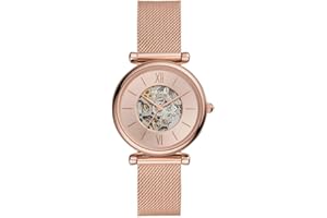 FOSSIL Montre Carlie pour Femme, Mouvement Automatique avec Bracelet en Maille d'acier Inoxydable