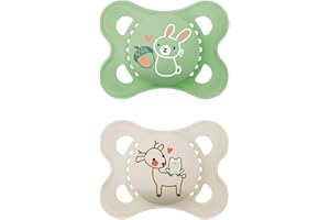 MAM Original Latexschnuller im 2er-Set, Schnuller aus nachhaltigen, bio-erneuerbaren Materialien, Baby Schnuller mit symmetrischem & kiefergerechtem Sauger, 0-6 Monate, Hase/Reh