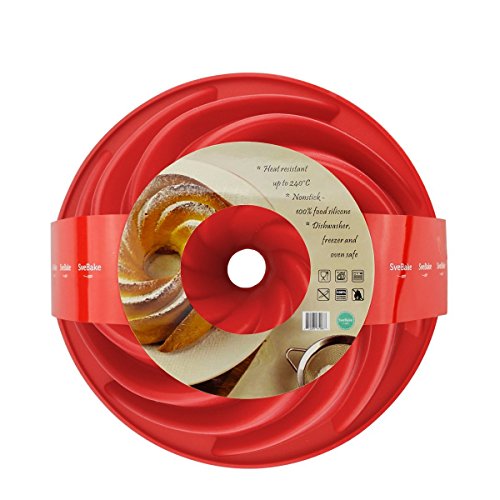 SveBake Silikon Gugelhupf Kuchenform Silikon Gugelhupfform Backform Ø 25 cm, Rot - 6