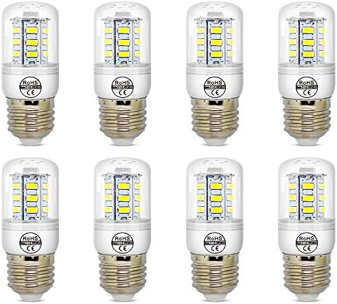 E27 4W White LED Light Bulb Lamp, Low Power Consumption, AC 220-240v, Cool White 6500K, E27 LED Corn Bulb, 30 Watts Replacement, Pack of 8 Units