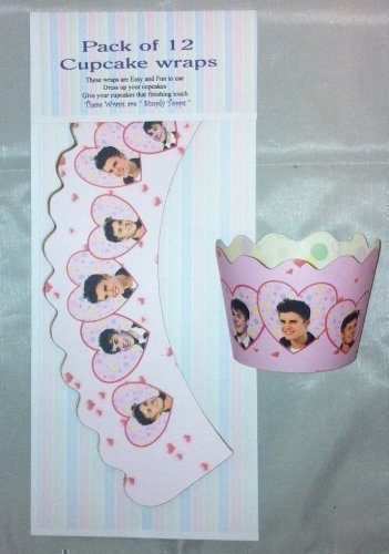 12 x Justin Bieber in rosa Cupcake Hüllen Kuchen Umhang Deko