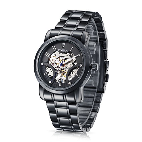 Time100 NEU Herrenuhr Automatik Edelstahl Schwarz Wasserdicht Skelett Analog Uhr #W60041G.02A Time100 NEU Herrenuhr Automatik Edelstahl Schwarz Wasserdicht Skelett Analog Uhr #W60041G.02A
