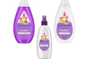 SAESR Johnson's Kids Shampoo and Conditioner. Kids Shampoo 500ml, Kids Conditioner 500ml, and Kids Conditioner Spray 200ml. Hypoallergenic and pH-Balanced Kids Toiletries (3-Pack Strength Drops).