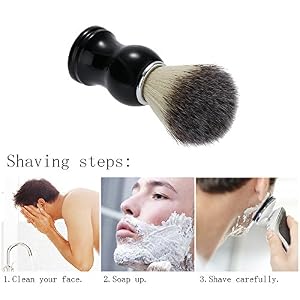 Anself Nylon Shaving Brush Men's Mustache Brush Safety Barber Razor Brush Black Handle Male Shaving Beard Cleaning Tool - Image 7