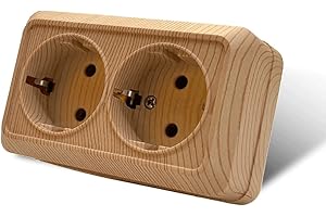 WESA Enchufe de pared montado en superficie,Juego de enchufes eléctricos de pared,Enchufes eléctricos de pared interior 250V AC 16A,grano de madera Doble enchufe de tierra