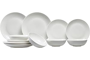 Royal Doulton Gordon Ramsay Maze White Collection Stoneware Set of 12 - Dinner Plates, Side Plates, & Cereal Bowls Ideal for Breakfast, Lunch and Dinner