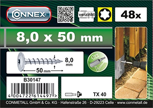 Pfostenschrauben 8,0 x 50 verzinkt, 48 g im Eimer - 9