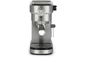 H.Koenig Machine Expresso Automatique Professionnelle Pression 20 Bar EXP820, Inox, Portable, Système thermoblock, 1.1L, Pompe baromètre intégré, Chauffe-tasses, Buse Vapeur, Cafés et Boissons lactées