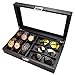 Produktbild Schwarz 6 Uhrenschatulle Schmuckschatulle Display Organizer Kohlefaser Muster